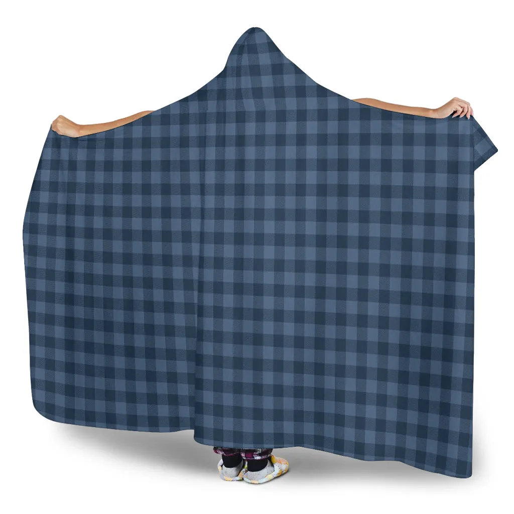 Blue Buffalo Plaid Hooded Blanket With Tan Sherpa Lining