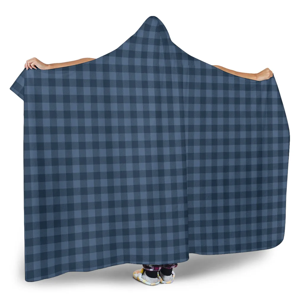 Blue Buffalo Plaid Hooded Blanket With Tan Sherpa Lining