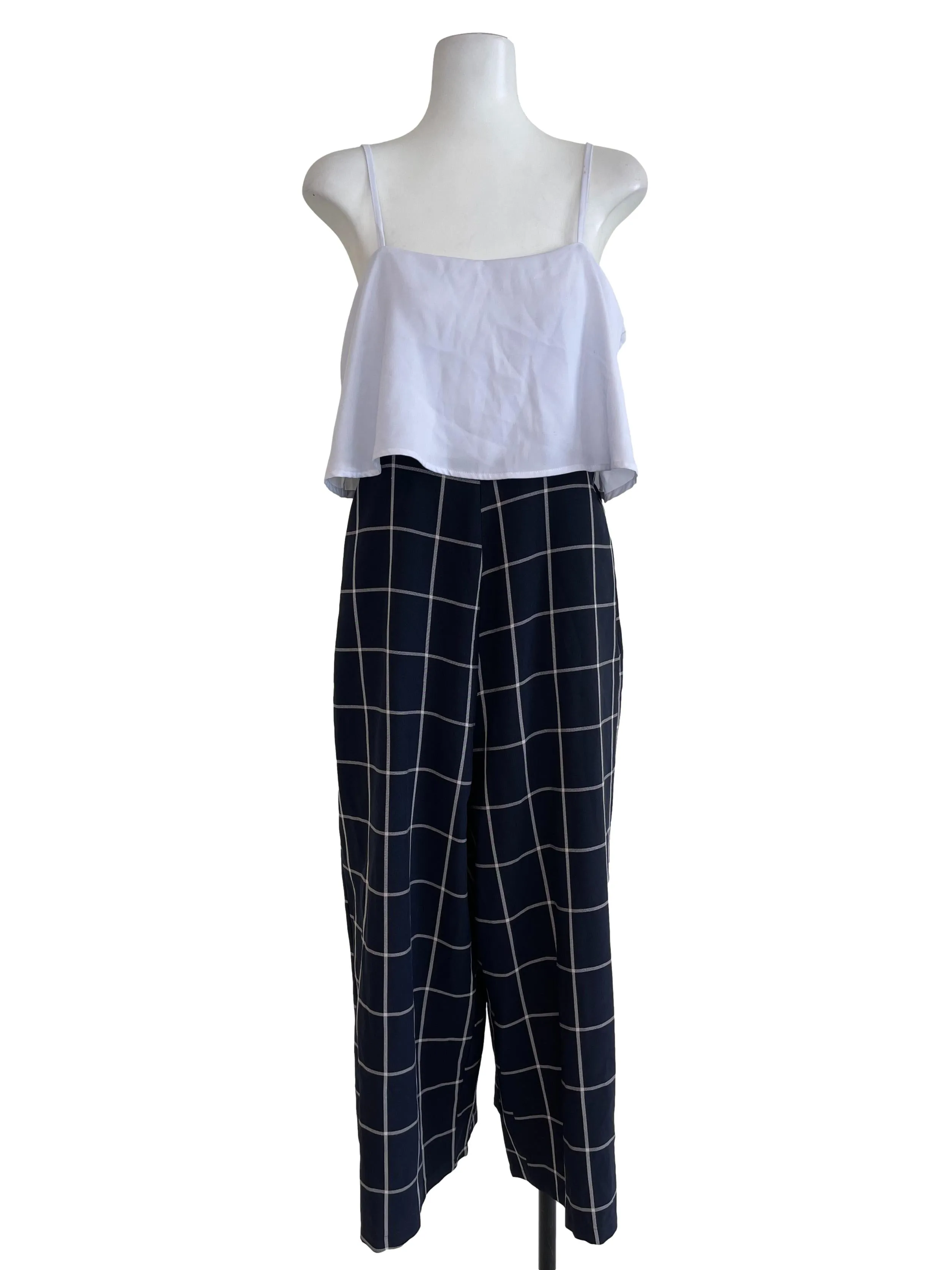 Blue Checkered Jumpsuit