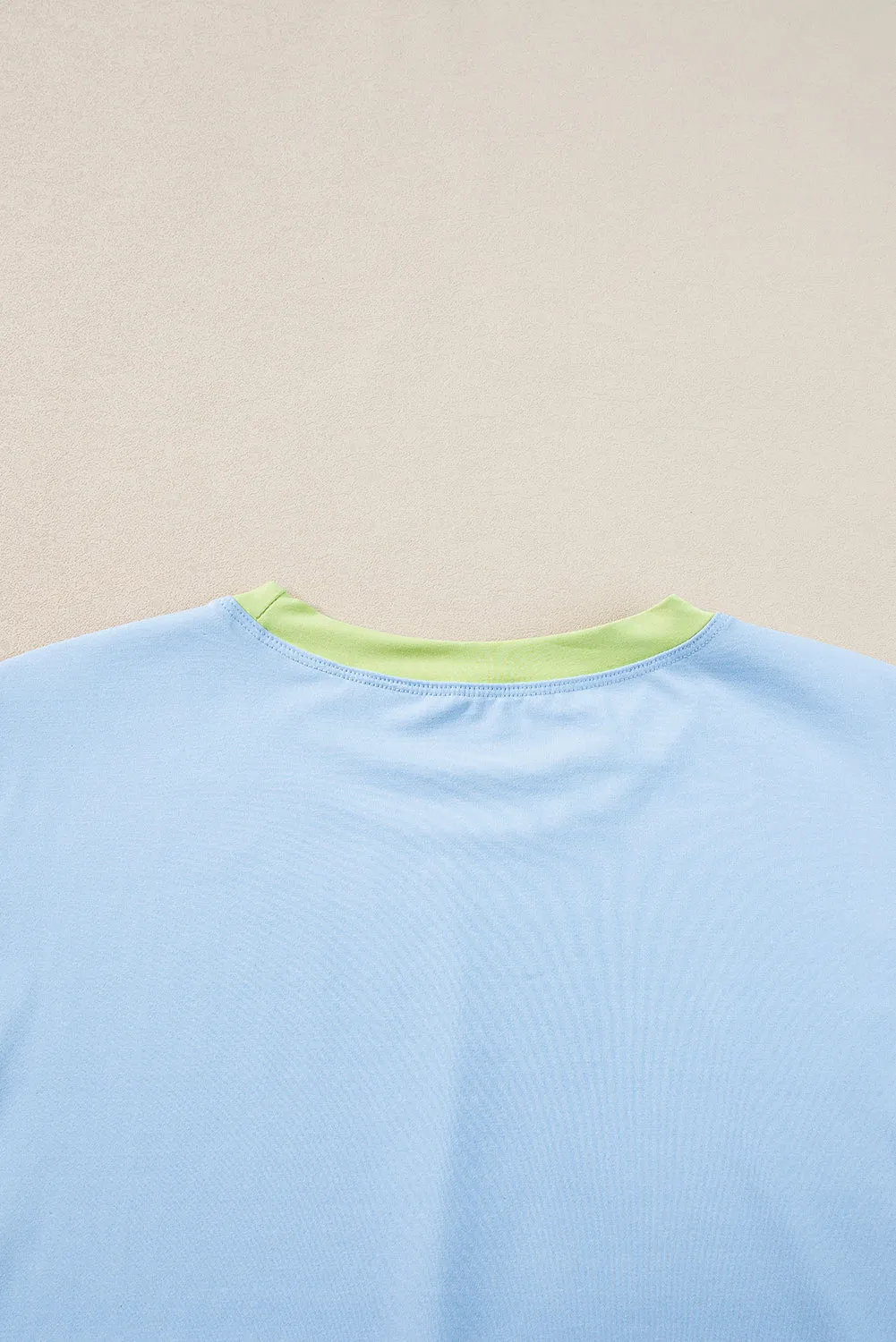 Blue Contrast Trim Cap Sleeve Tee Shorts Set