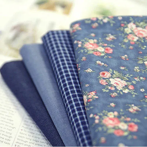Blue Cotton Fabric - Choose From 4 Patterns - By the Yard /60477
