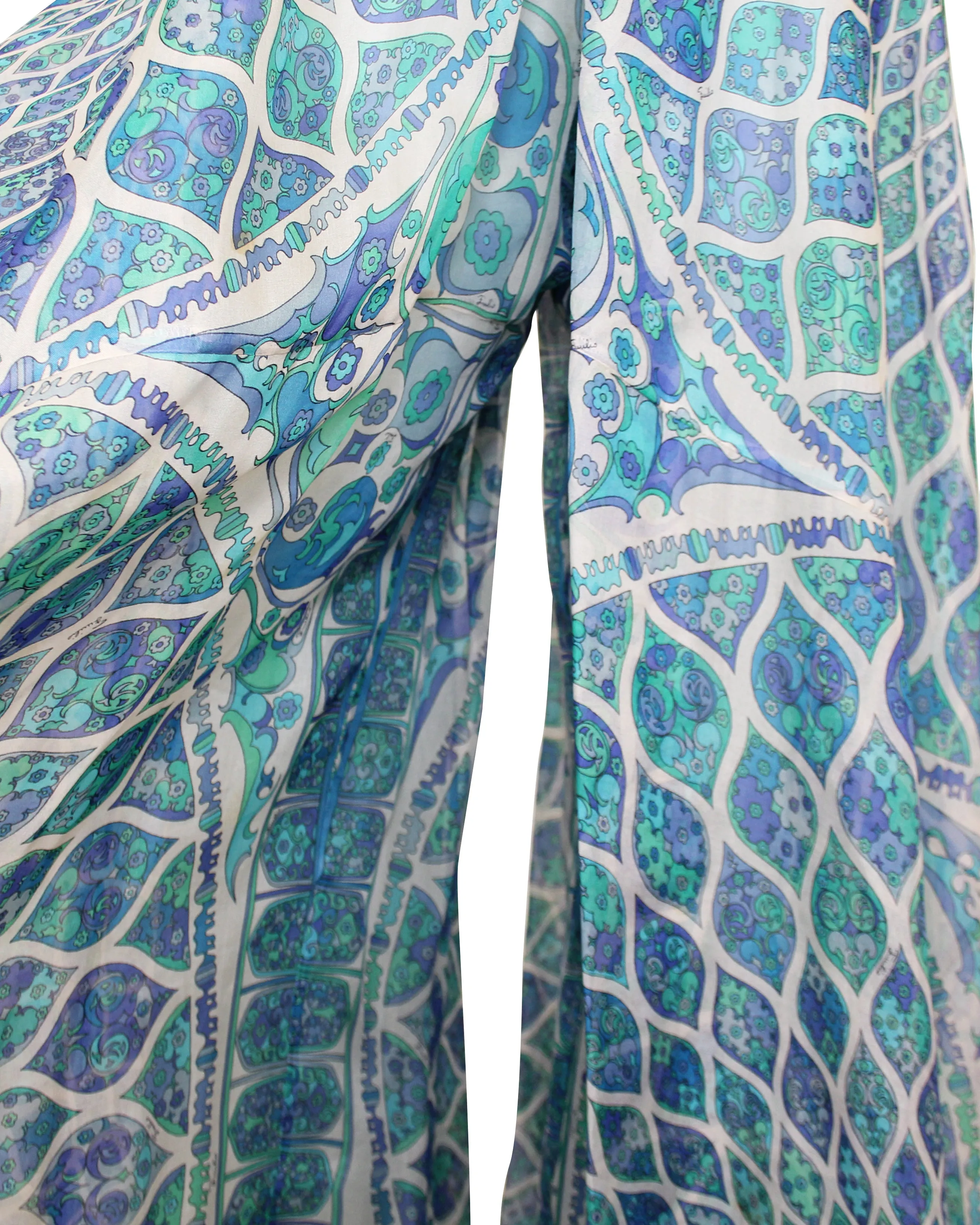 Blue, Green and White Chiffon Jumpsuit
