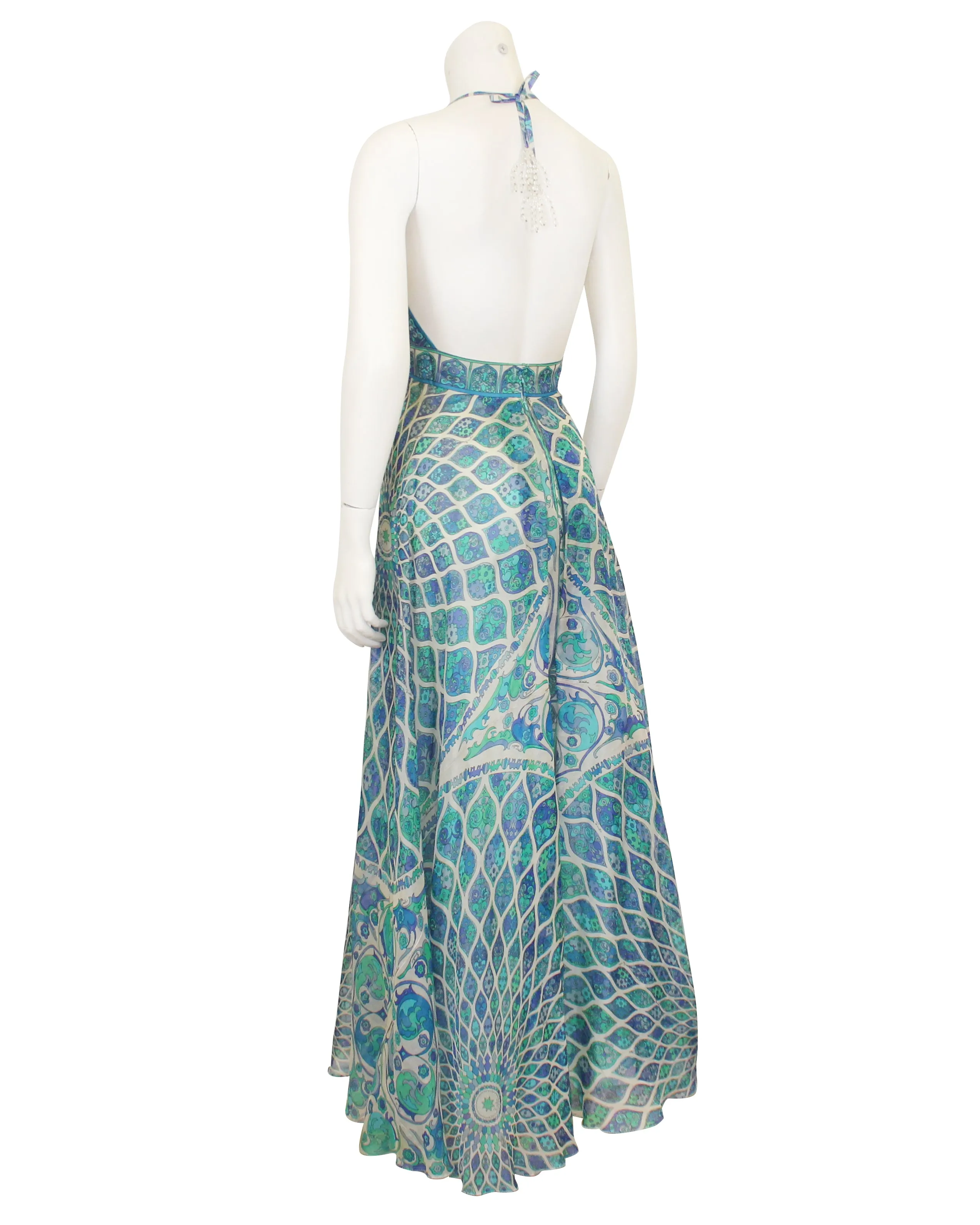Blue, Green and White Chiffon Jumpsuit