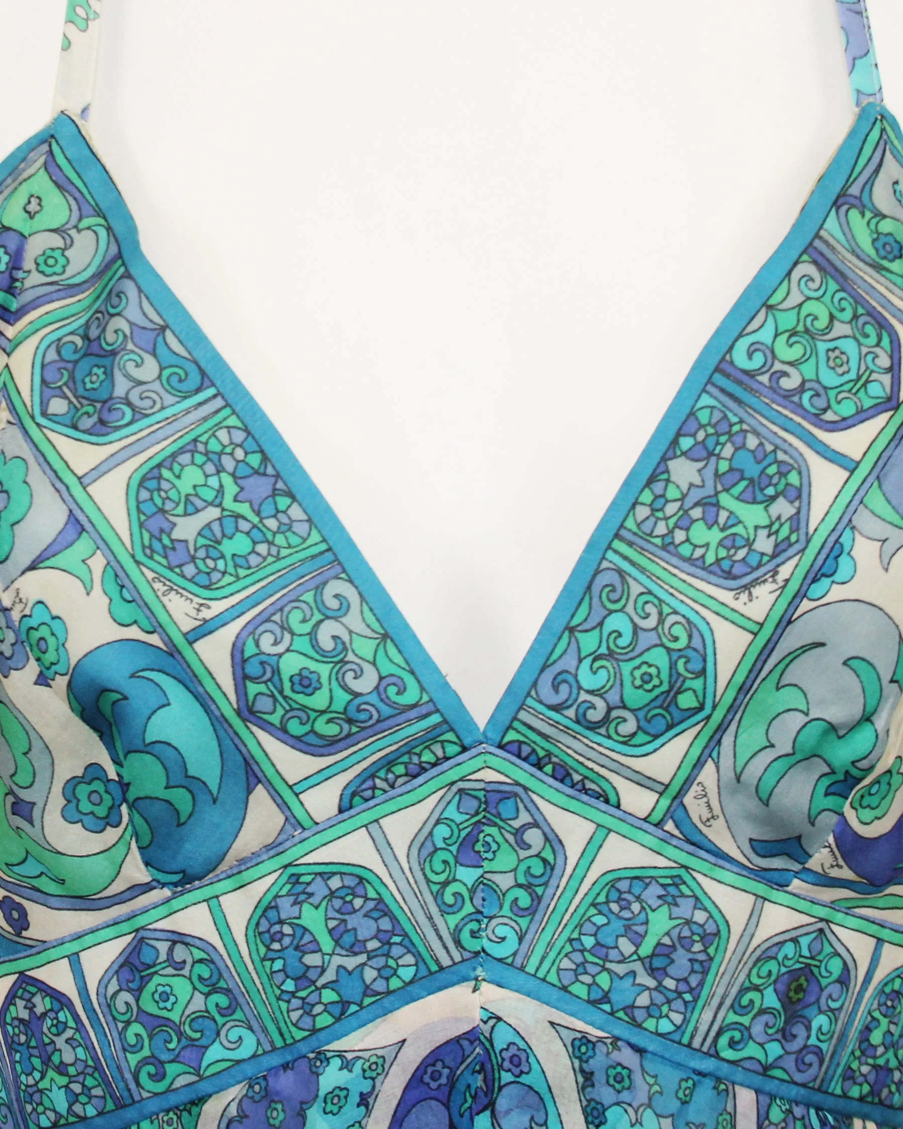 Blue, Green and White Chiffon Jumpsuit