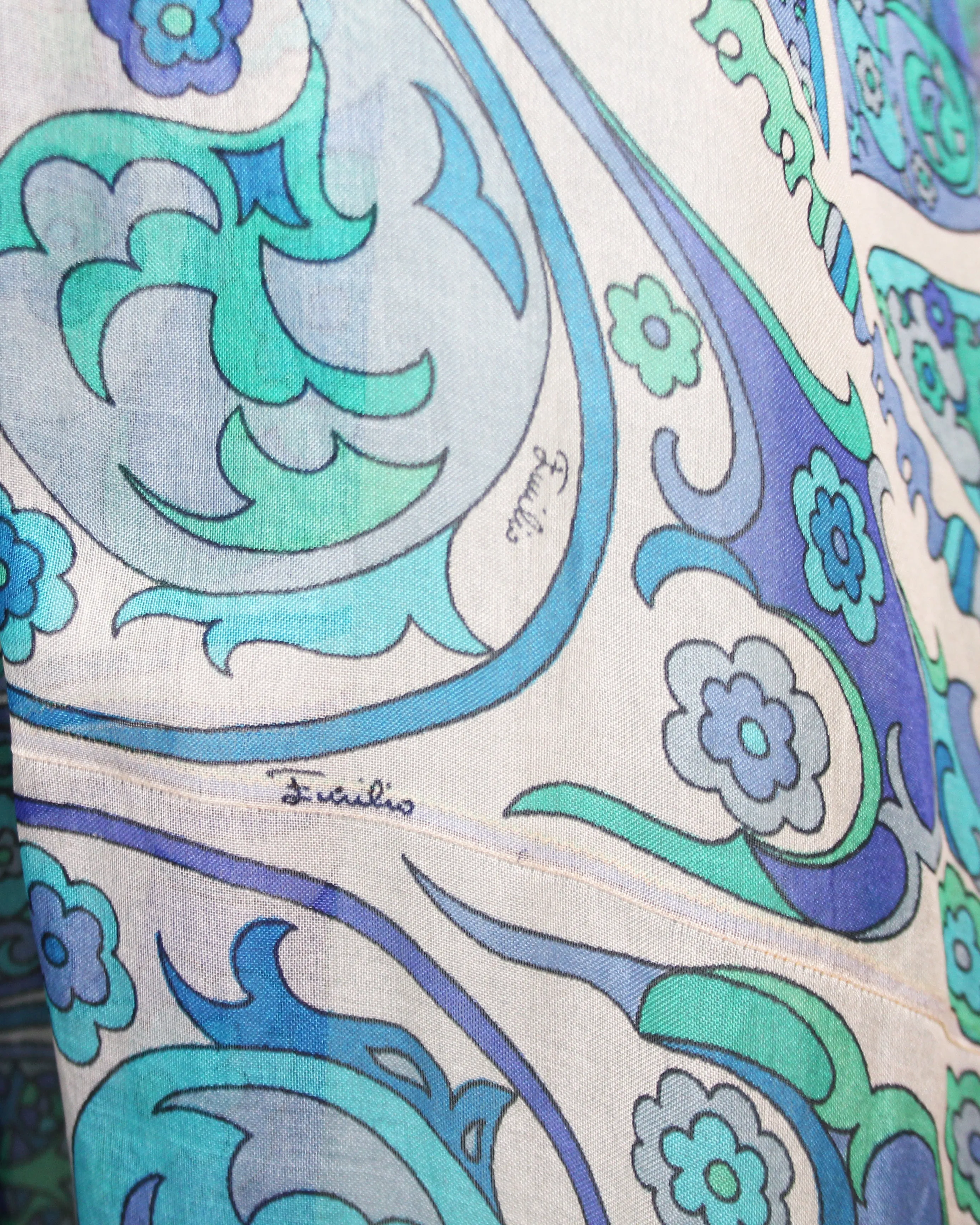 Blue, Green and White Chiffon Jumpsuit