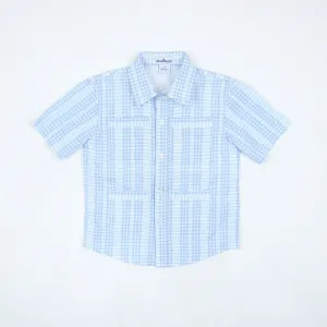 Blue Plaid Linen Short Sleeve