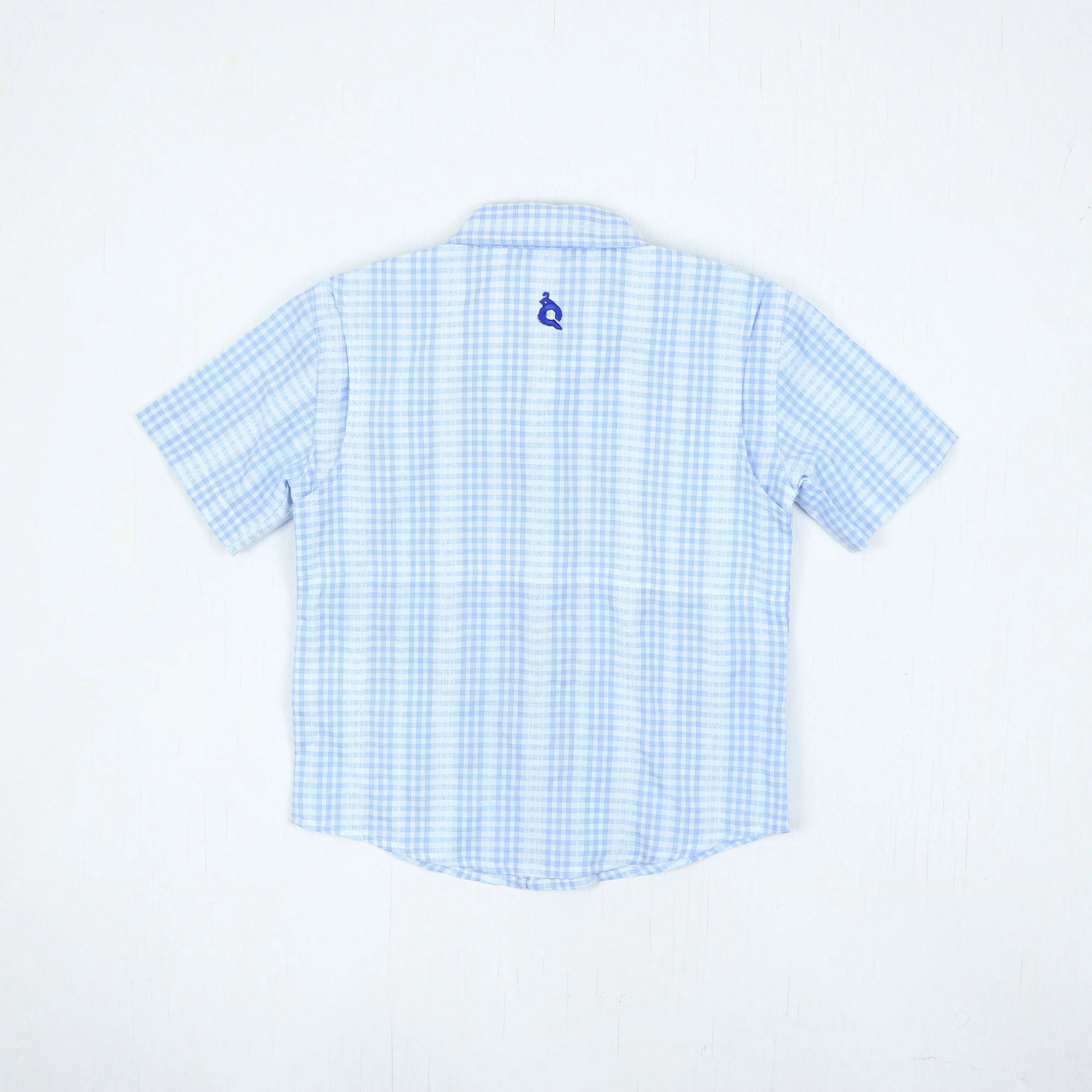 Blue Plaid Linen Short Sleeve