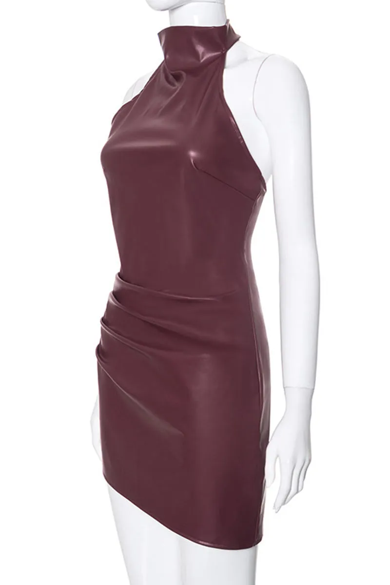 BM0104 Vegan Leather Mini Dress