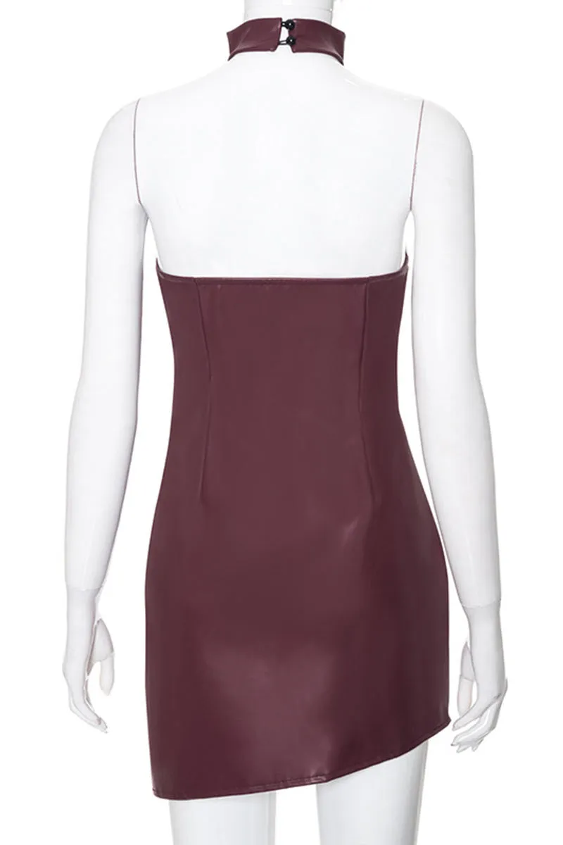 BM0104 Vegan Leather Mini Dress