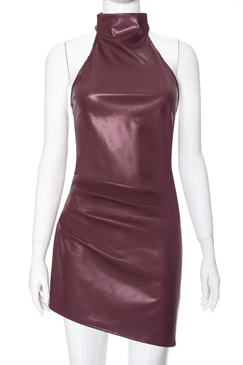 BM0104 Vegan Leather Mini Dress