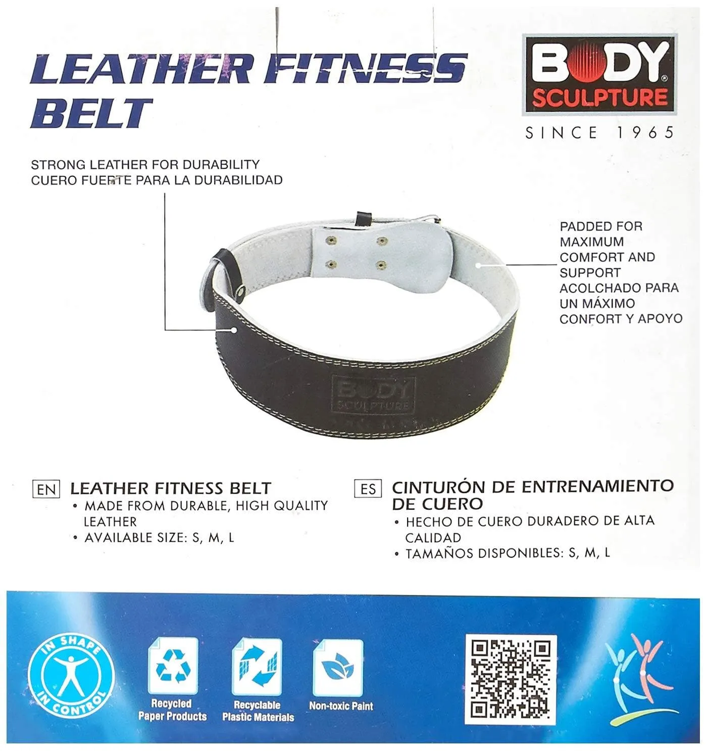 Body Sculpture BW503 Leather Fitness Belt, Medium (Black)