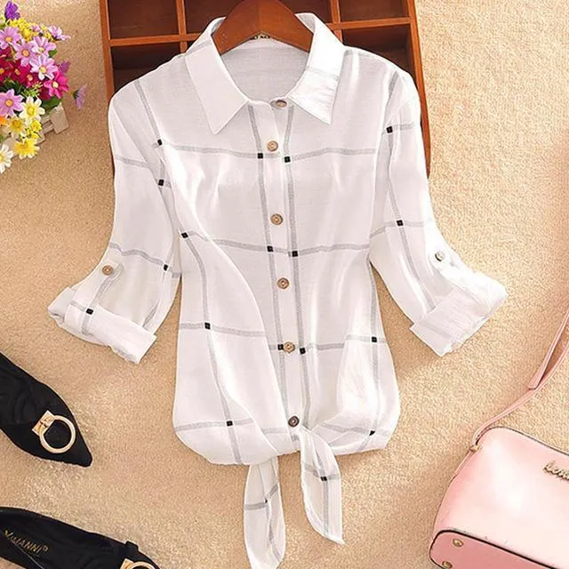 Bow Tie Turn-Down Collar Shirt