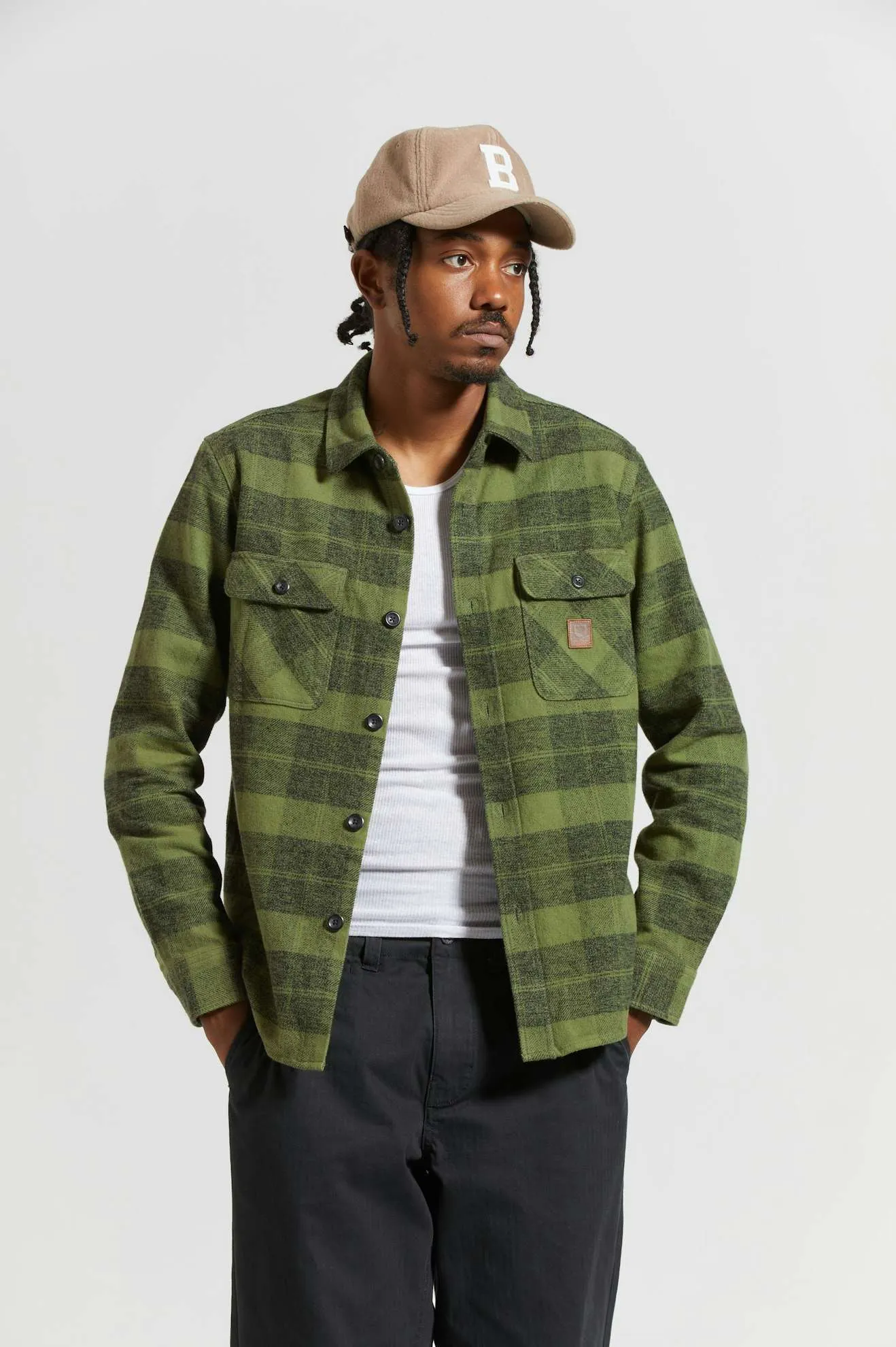 Bowery Heavyweight L/S Flannel - Cypress Green/Black