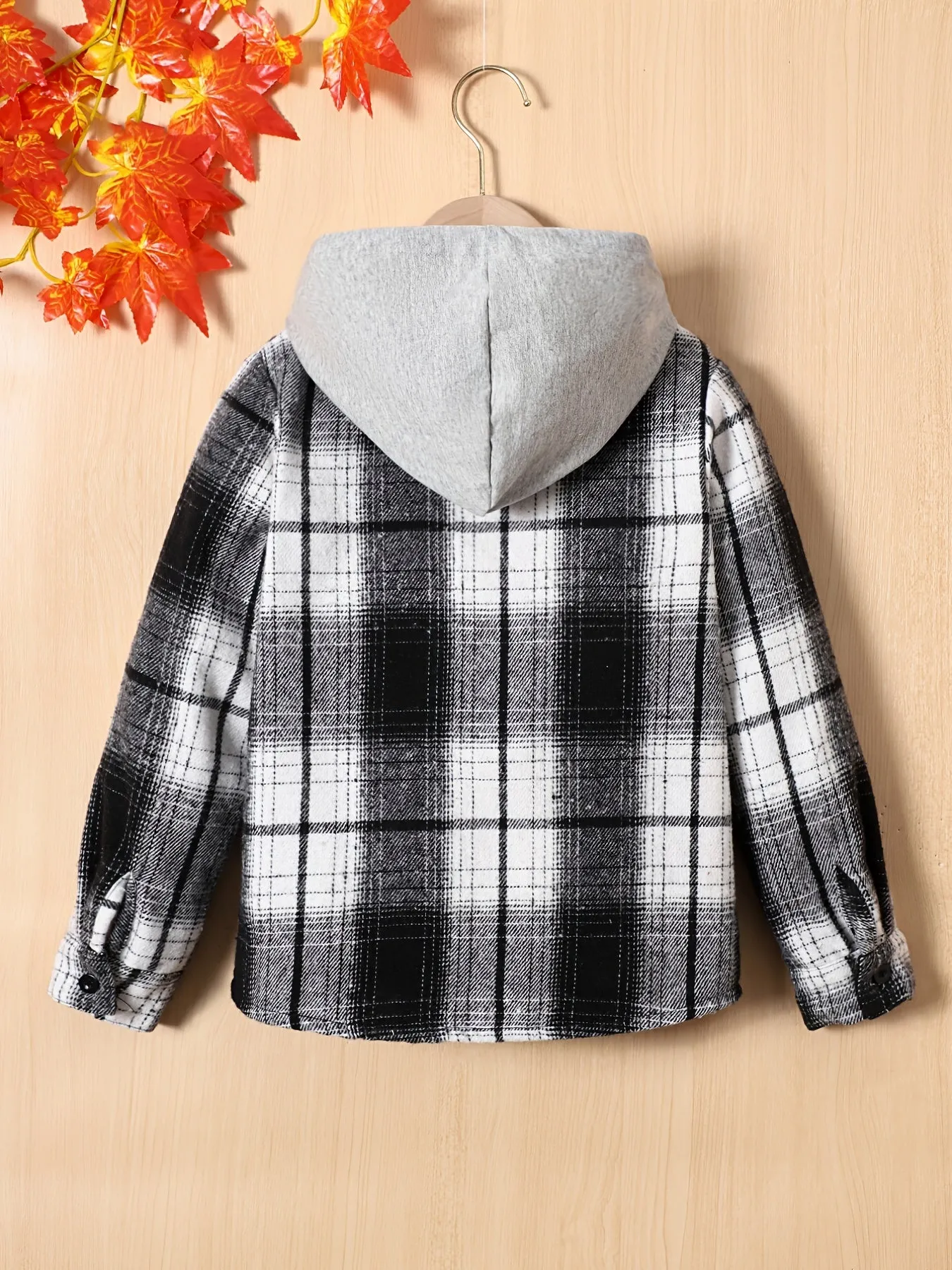 Boys' Long Sleeve Hooded Flannel Shirt