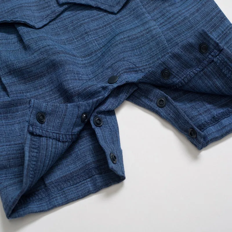 Boys' Summer Cotton Party Suit with Buttons and Tie - Patchwork, Striped