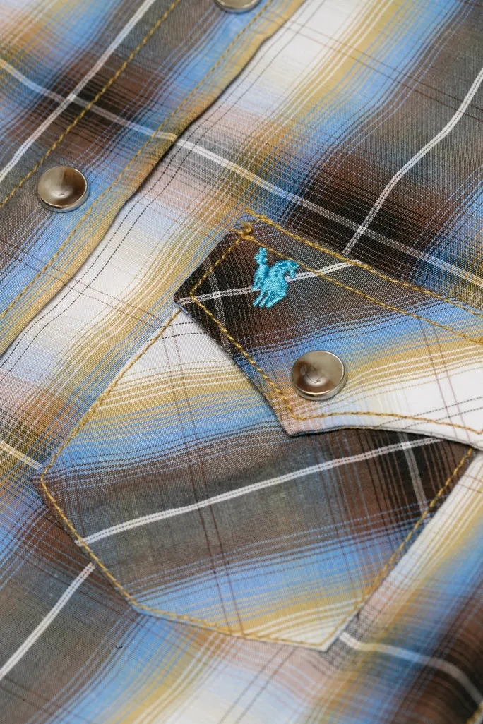 Boy's Western Pearl Snap Button Plaid Shirt-PS400K-492