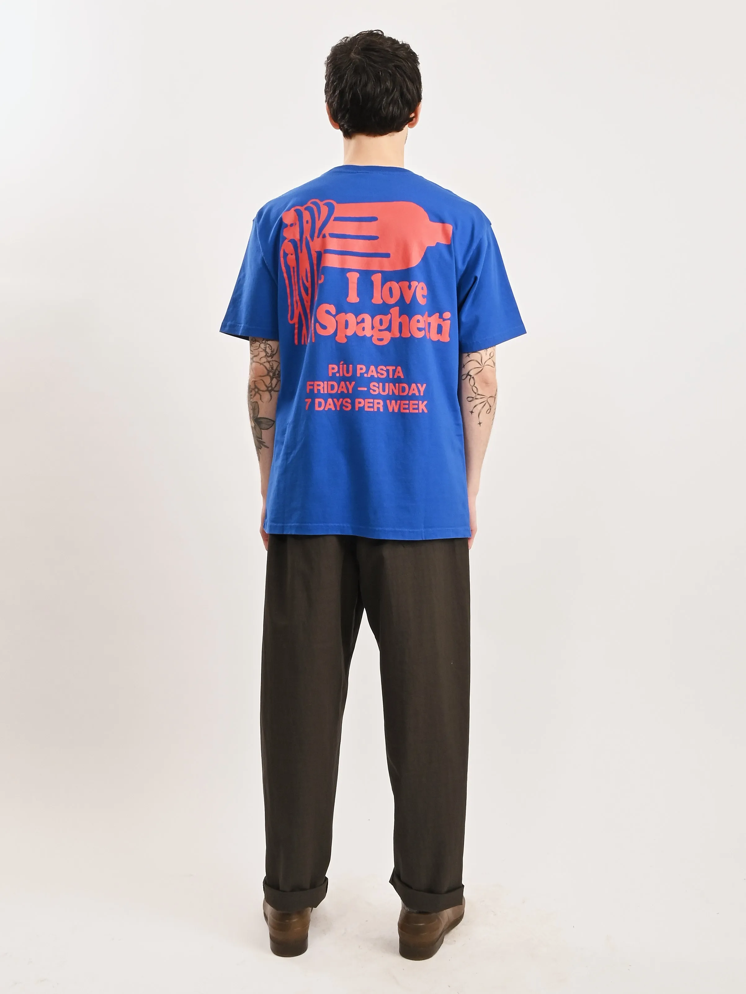 Bright Blue I Love Spaghetti 2 T-Shirt