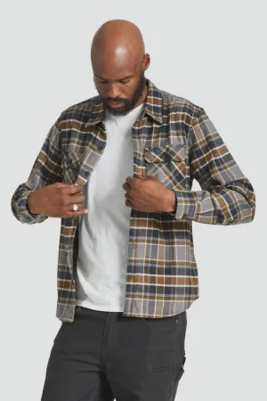 Brixton Bowery L/S Flannel BLACK/DESERT PALM/BEIGE