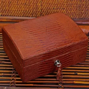 Brizard & Co. "La Casita de Puros" Humidor - Lizard Pattern Black (12/20 Count)