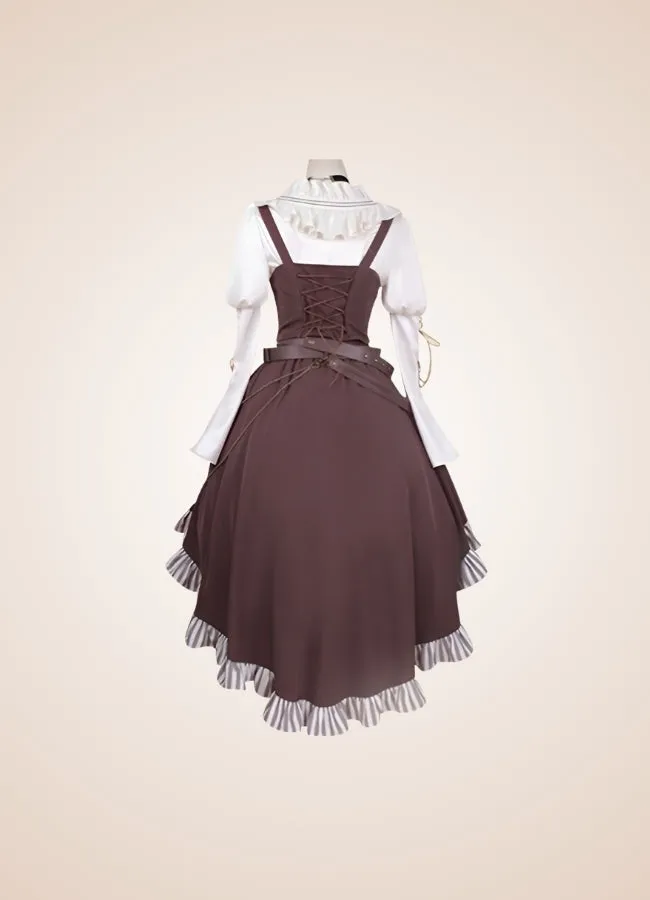 Brown Asymmetrical Steampunk Lolita Skirt