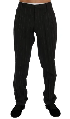 Brown Striped Cotton Dress Formal Pants