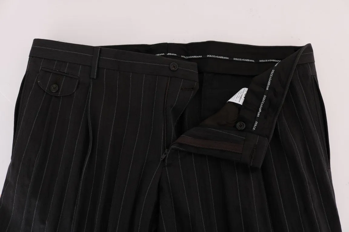 Brown Striped Cotton Dress Formal Pants