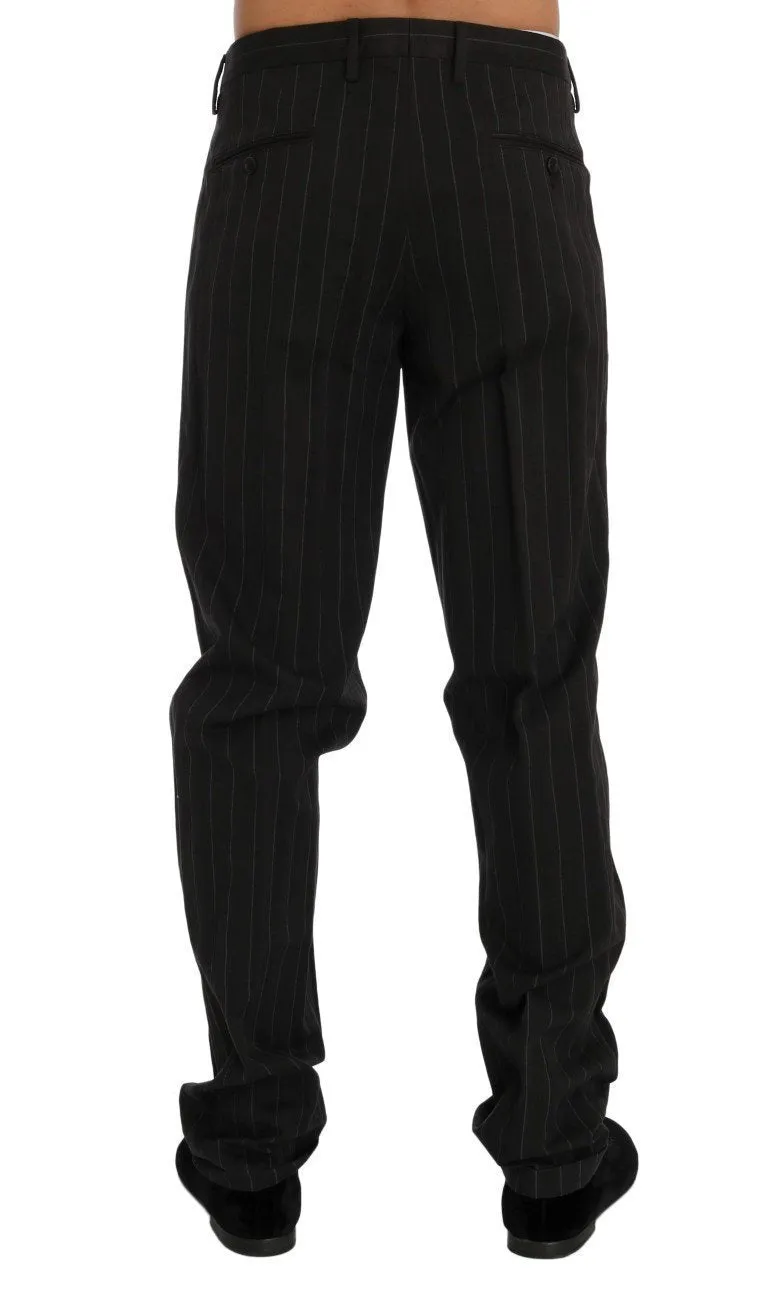 Brown Striped Cotton Dress Formal Pants
