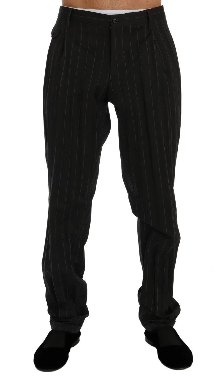 Brown Striped Cotton Dress Formal Pants