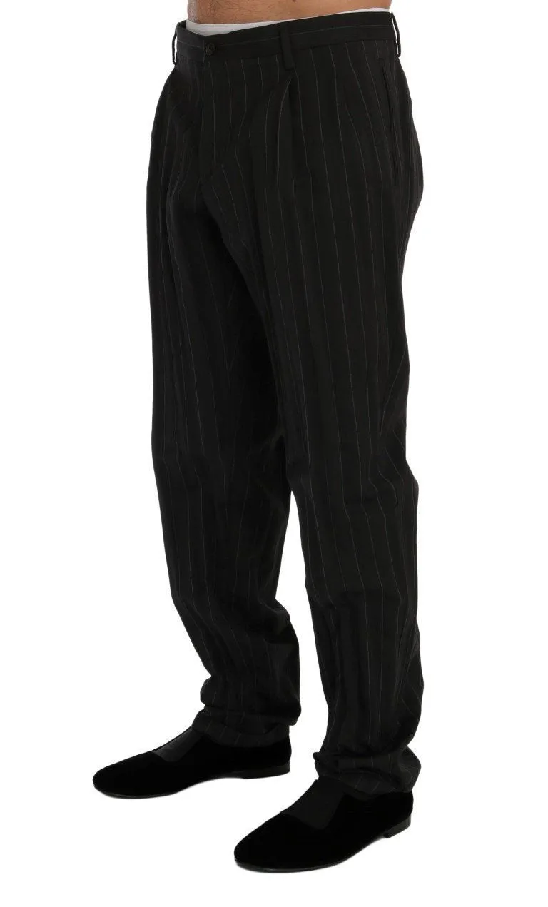 Brown Striped Cotton Dress Formal Pants
