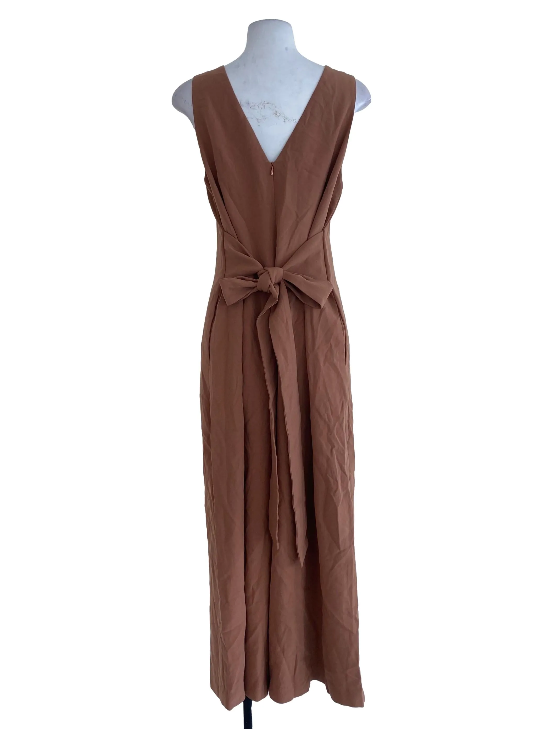 Brown V Neck Jumpsuits