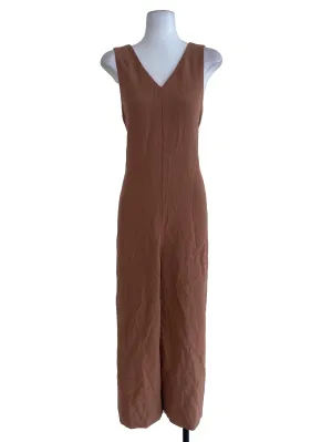 Brown V Neck Jumpsuits