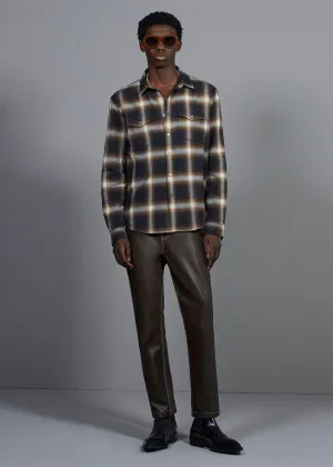 Brushed Cotton Plaid Shirt (Marron)