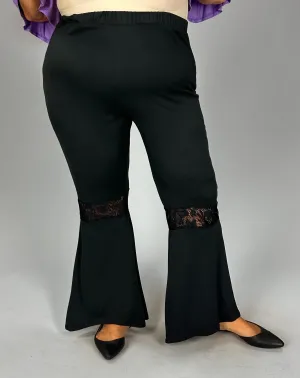 BT-Z {Little Bit Hippy} Black Buttersoft Pants w/Lace Inset CURVY BRAND!!!  1X 2X 3X 4X 5X 6X  (May Size Down 1 Size)