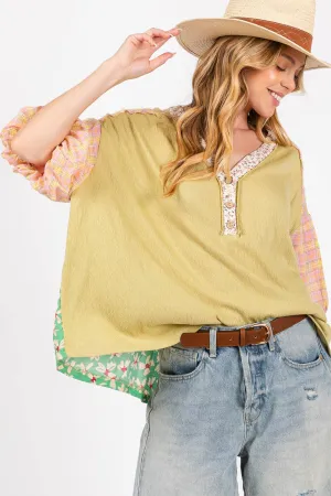 BUBBLE SHORT SLEEVE MIX MATCH TOP (ST7021): SAGE / S-M-L