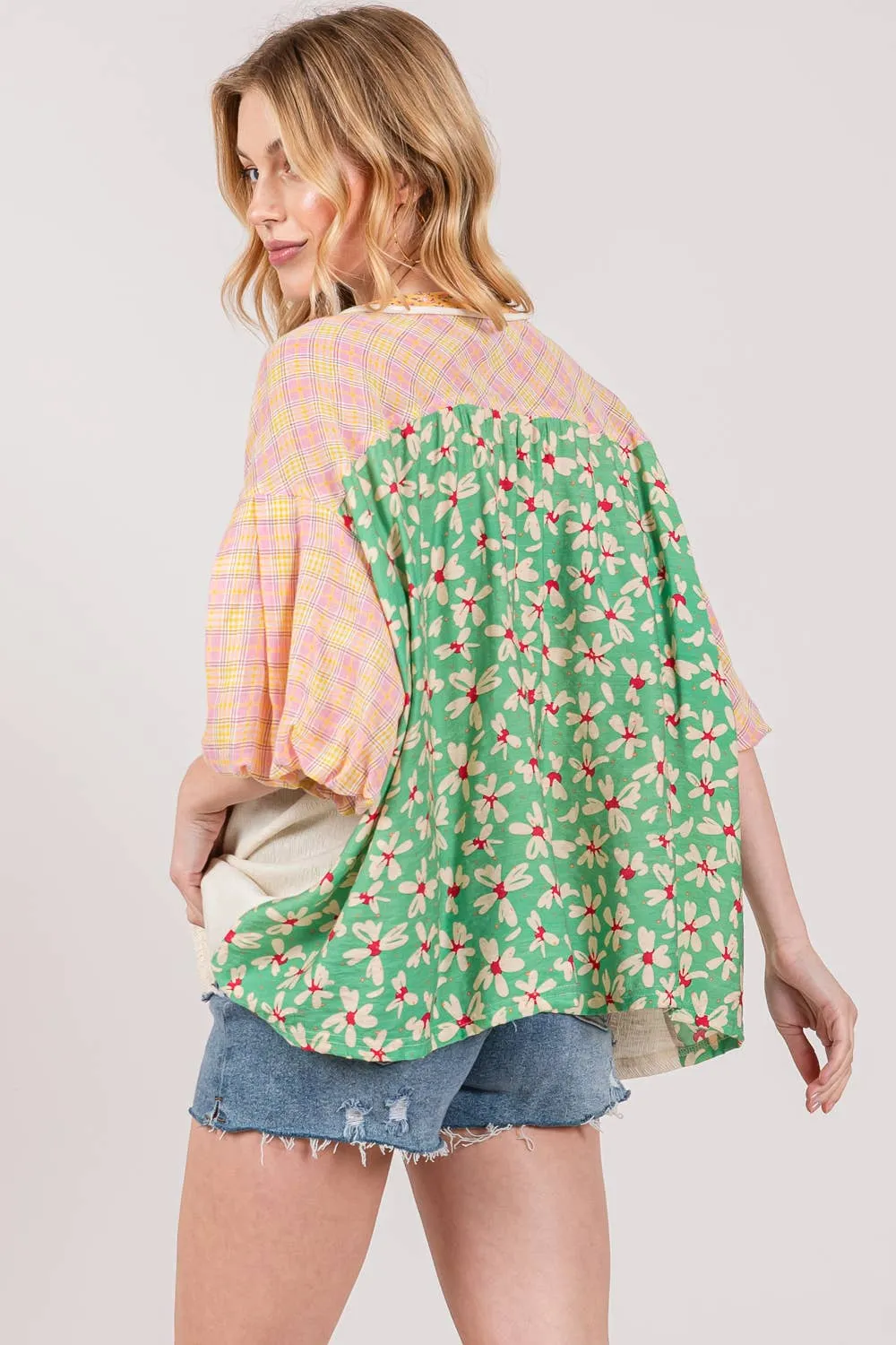 BUBBLE SHORT SLEEVE MIX MATCH TOP (ST7021): SAGE / S-M-L