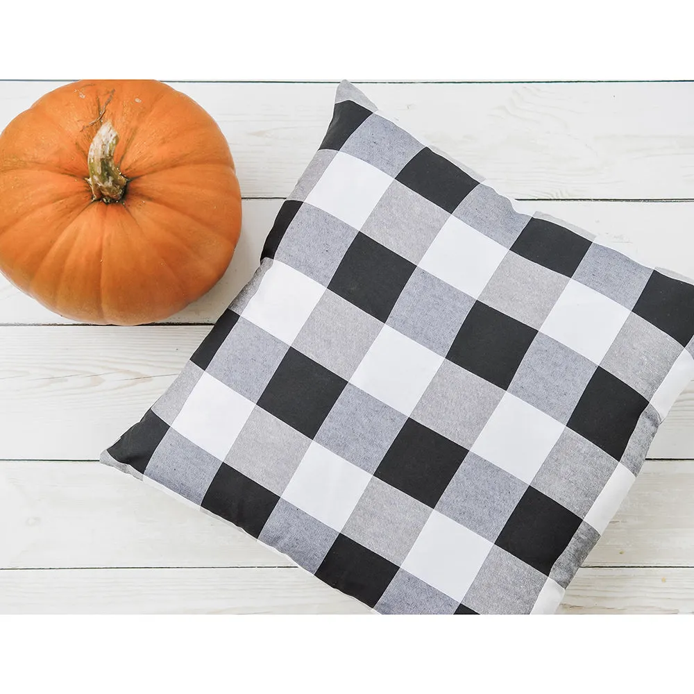 Buffalo Plaid Pillow Cover - Black & White - Red & Black
