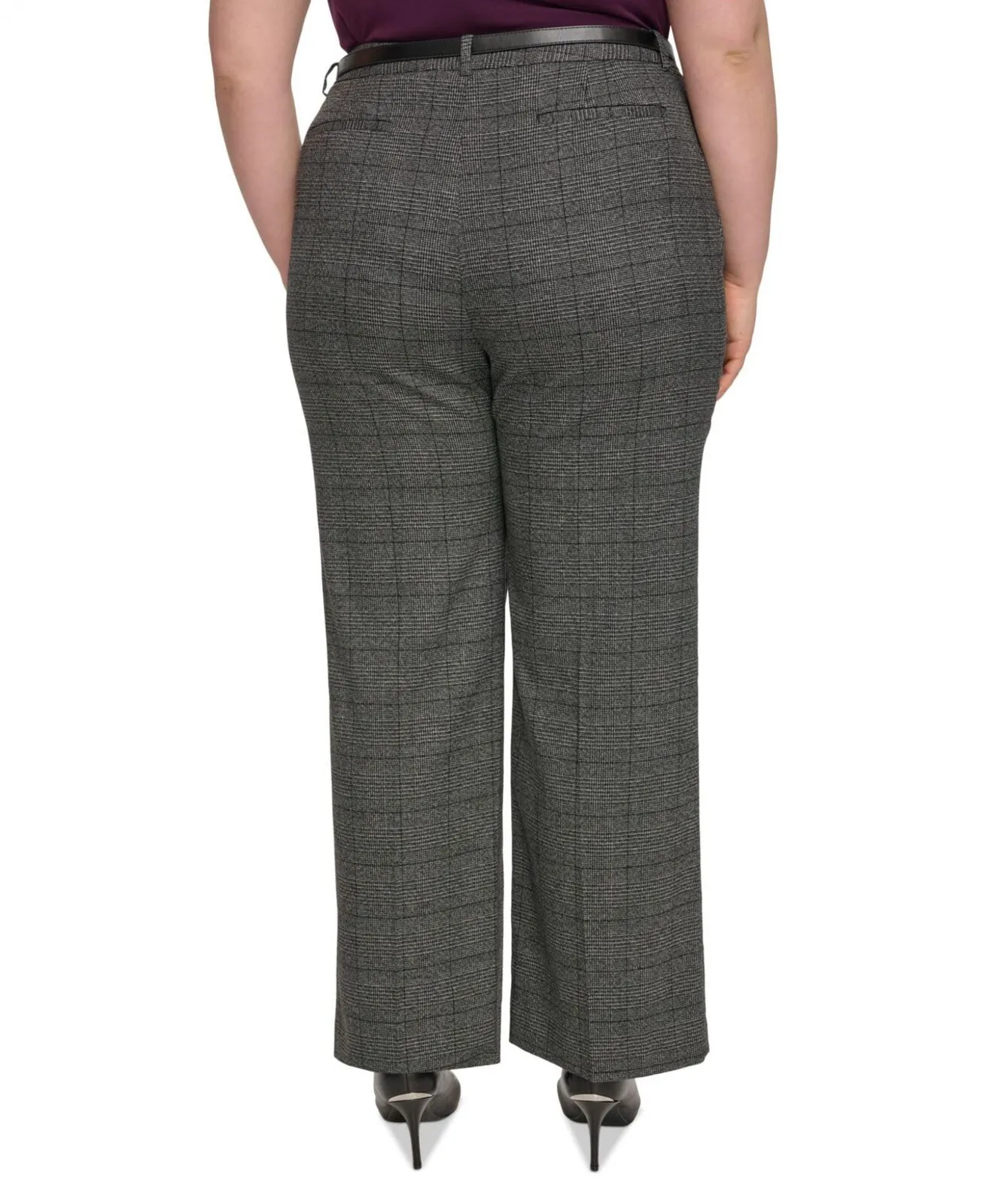 Calvin Klein Womens Plus Size Menswear Wide-Leg Dress Pants X37PX11B