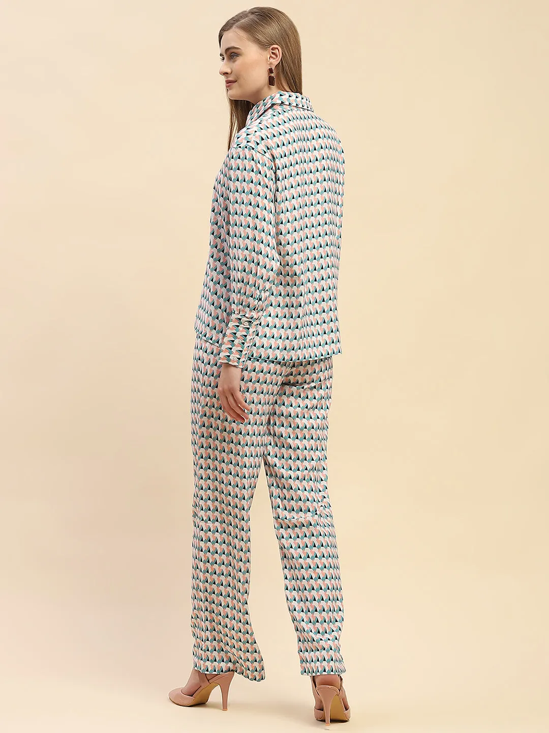 Camla Barcelona Geometric Print White Two Piece Co-Ord Set