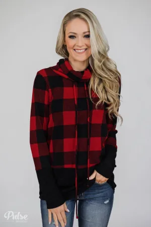 Can't Say No Buffalo Plaid Cowl Neck Top