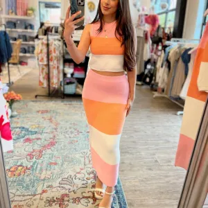 Carina Color Block Knit Top & Skirt Set-FINAL SALE