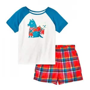 Cat & Jack Girls Plaid Dogs Short Sleeve Top and Shorts Pajama Set 88647476