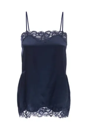 Charlotte Lace Silk Cami Navy