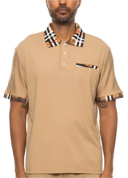 Checkered Plaid Short Sleeve Polo Shirt