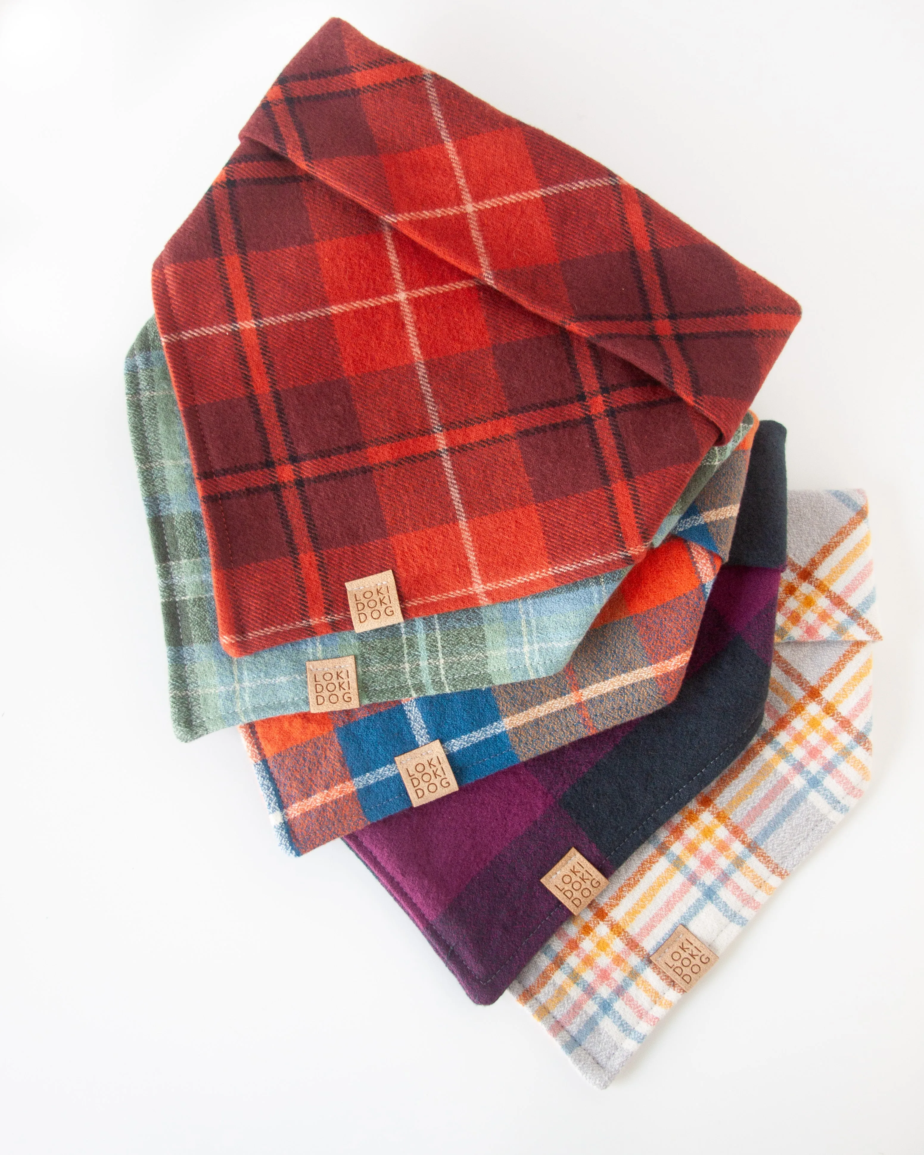 Chestnut Autumn Plaid Flannel Dog Bandana (Personalization Available)