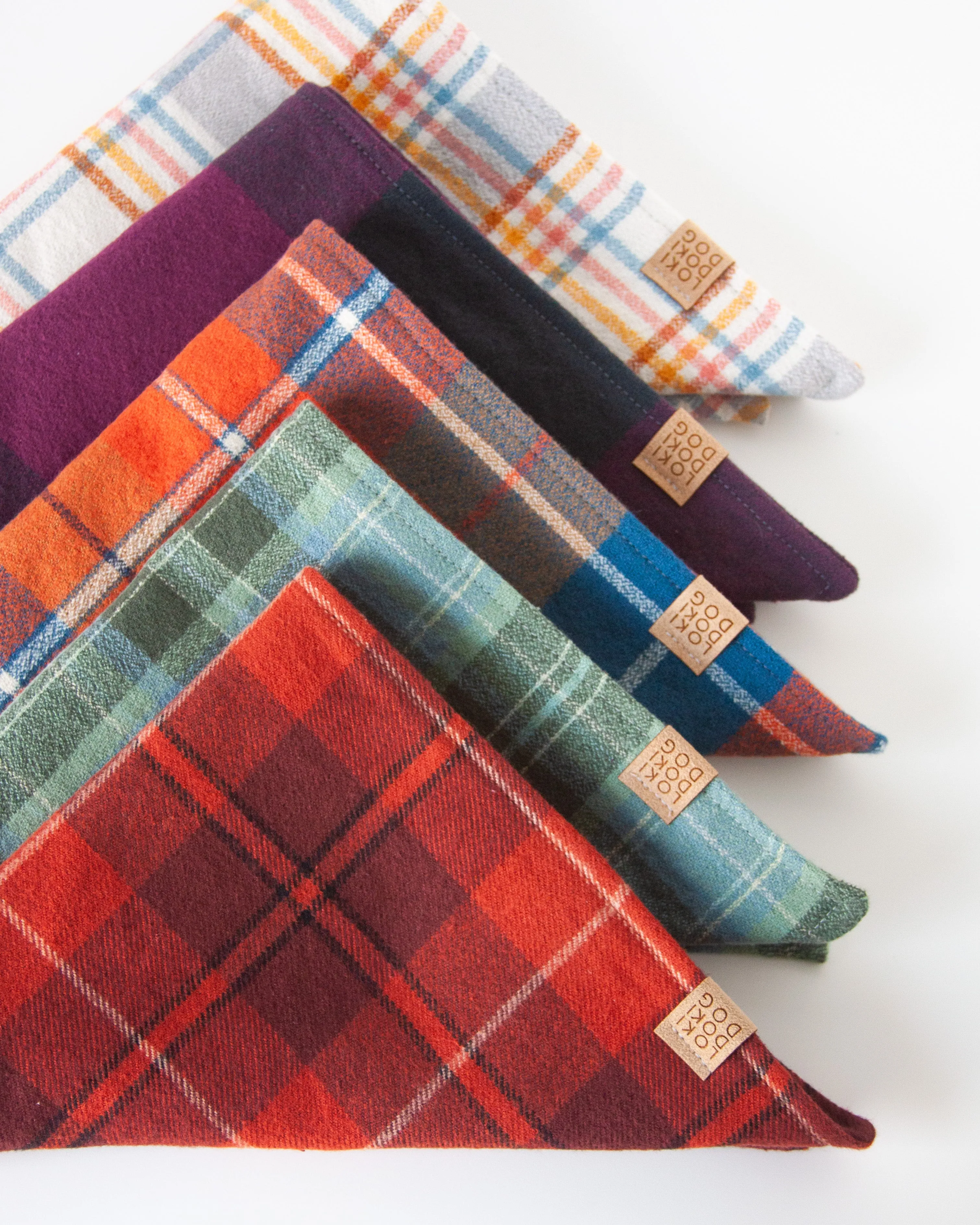 Chestnut Autumn Plaid Flannel Dog Bandana (Personalization Available)