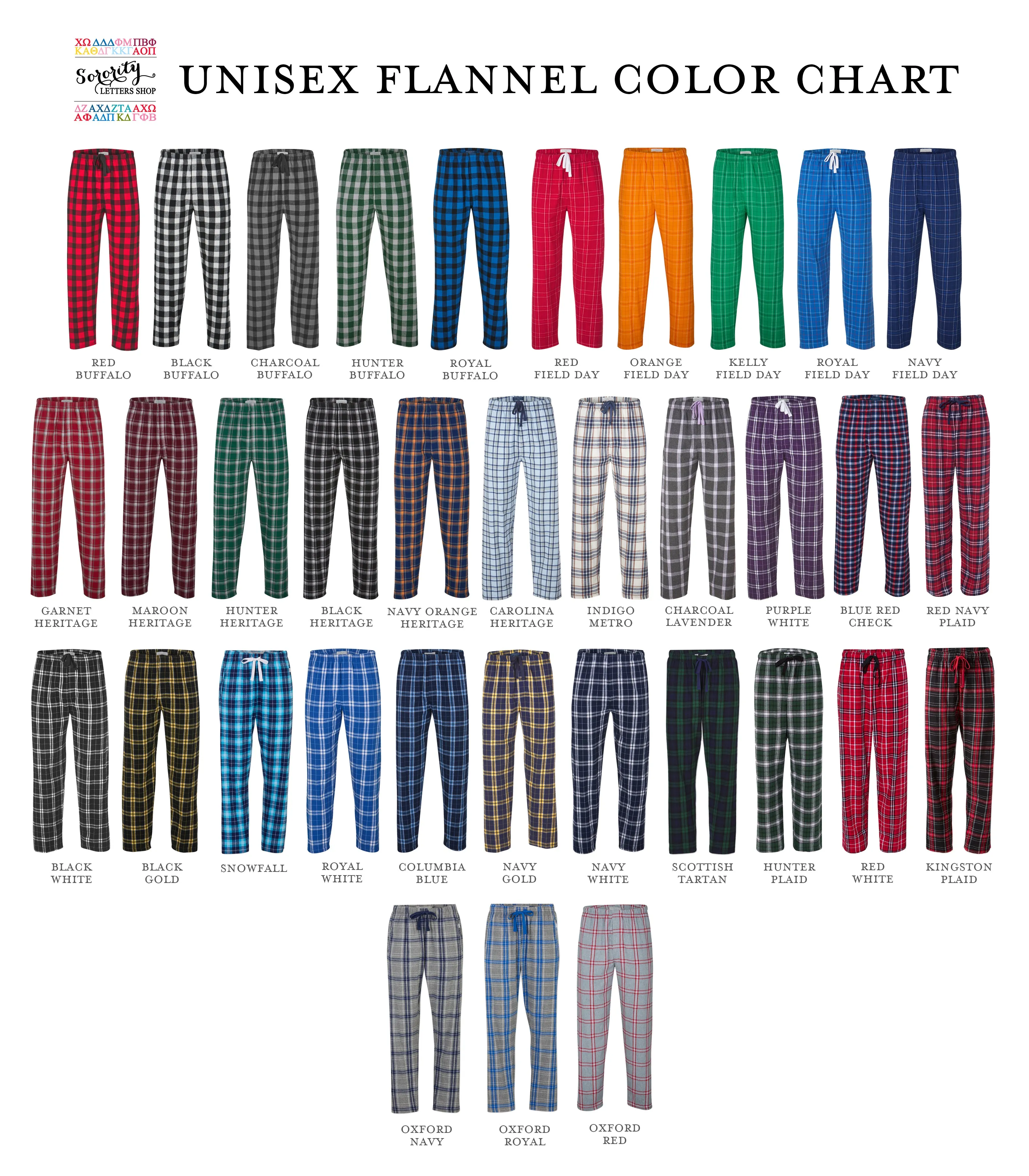 Chi Omega Embroidered Flannel Pants