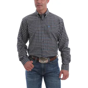 Cinch Men's Button-Down Western Shirt-Navy, White and Brown