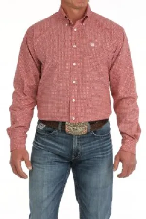 Cinch Men's Medallion Print Button-Down Western Shirt - Red