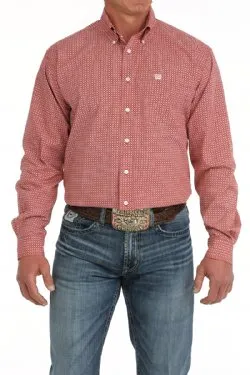 Cinch Men's Medallion Print Button-Down Western Shirt - Red