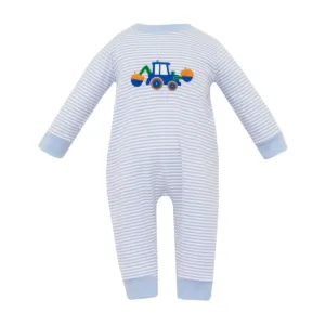Claire & Charlie Construction Pumpkin Romper - Blue